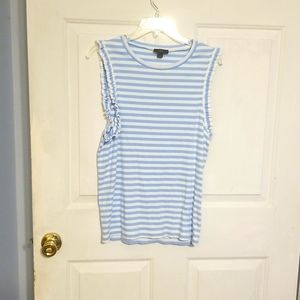 J Crew Blue/White Stripe Tank Top Size L NWT